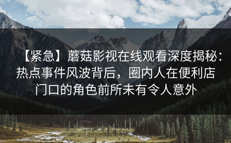 【紧急】蘑菇影视在线观看深度揭秘：热点事件风波背后，圈内人在便利店门口的角色前所未有令人意外