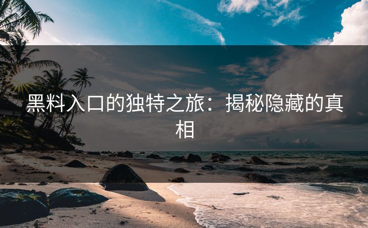 黑料入口的独特之旅：揭秘隐藏的真相
