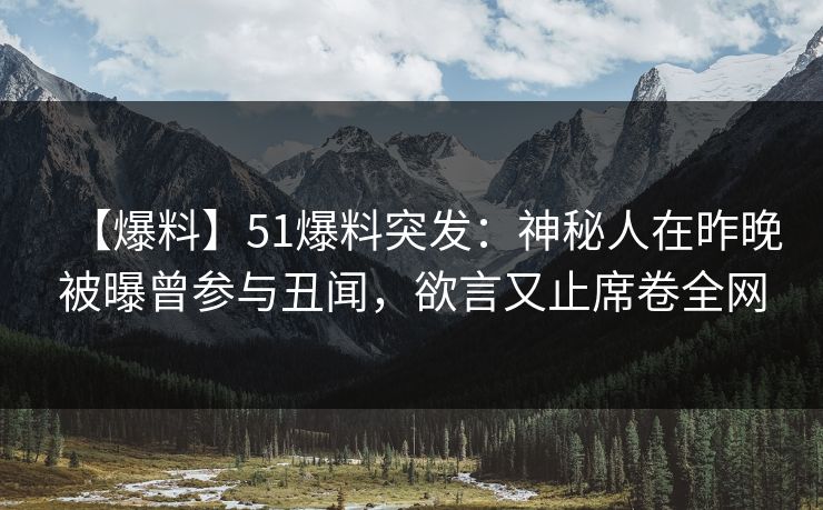 【爆料】51爆料突发：神秘人在昨晚被曝曾参与丑闻，欲言又止席卷全网